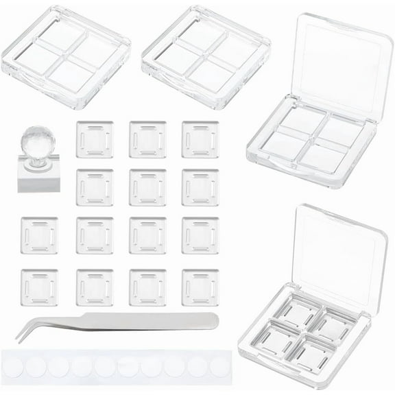 1Box 4Pcs Empty DIY Eyeshadow Box Kit Slim Custom Makeup Palette Wrapped Powder Blush Lipstick Container with 20pcs Palette Pans for Travel DIY Cosmetic Crafts projects