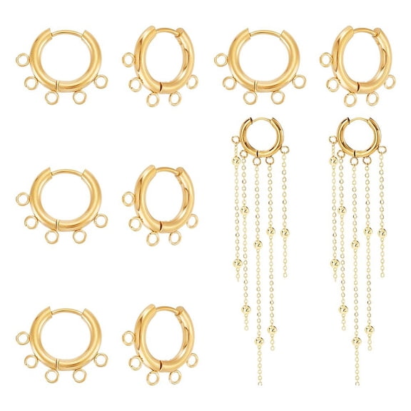 1Box 5 Pair 304 Stainless Steel Hoop Earring Findings with Horizontal Loops Ring Golden 10 Gauge 16x20x2.5mm Hole: 1.8mm Pin: 0.9mm