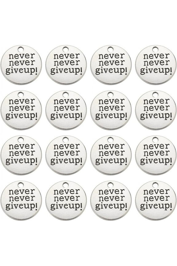 1Box 50Pcs Inspirational Words Charm Silver Motivational Charms Bulk Letters Message Vintage Alloy Saying Charm Charms Supplies DIY Necklace Bracelet Earrings Craft Gifts