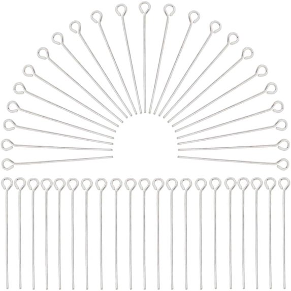 1Box 600Pcs Long Earring Pins Silver Eye Pin Jewelry Brass Hypoallergenic Thin Straight Screws Beads Hole Jewelry Head Pins for Jewelry Making Earring Bracelet Accessories Supplies DIY Craft