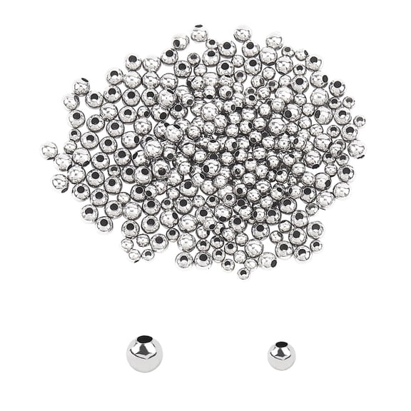 1Box 600pcs 2 Sizes 3mm/4mm Round Spacer Beads 316 Stainless Steel Loose Beads Small Hole Spacer Beads Smooth Surface Beads Finding for DIY Jewelry Making Hole 1~1.5mm
