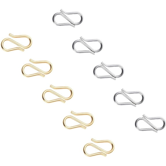 1Box 60pcs 2 Colors S-Hook Necklace Clasp 304 Stainless Steel Chain Clasps Metal S Hooks Clasps Golden & Stainless Steel Color Connectors S-Shaped Hook for Necklace Jewelry Making