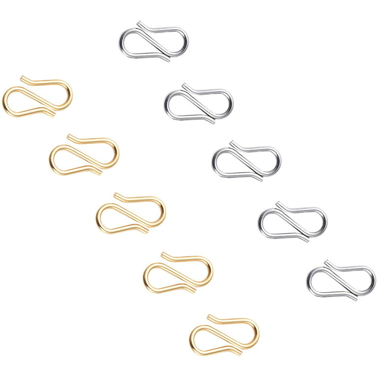 1Box 60pcs 2 Colors S-Hook Necklace Clasp 304 Stainless Steel Chain Clasps  Metal S Hooks Clasps Golden & Stainless Steel Color Connectors S-Shaped Hook  for Necklace Jewelry Making 