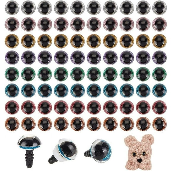 1Box 80Sets 8 Colors Plastic Safety Craft Eye with Spacer Doll Making Supplies Mixed Color 12x5mm spacer: 9x11.5x3.5mm 10sets/color
