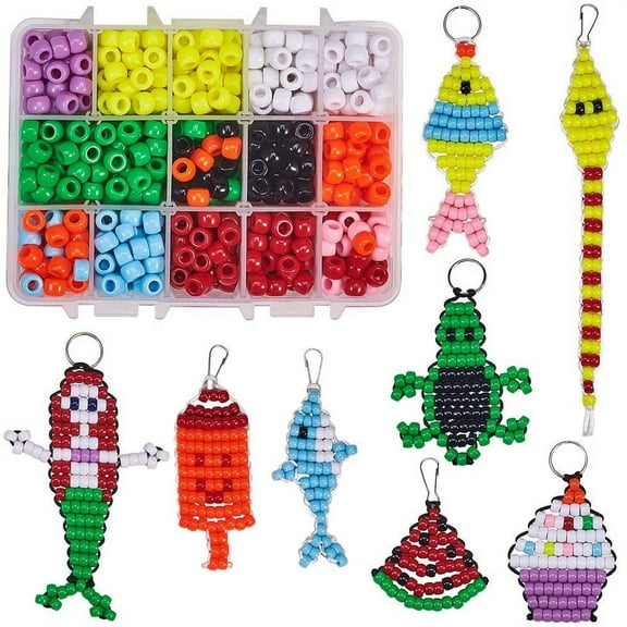 1Box 8Pairs 620Pcs Bead Pets Kit Pony Beads Assortment Box Set Art Crafts for Beginners