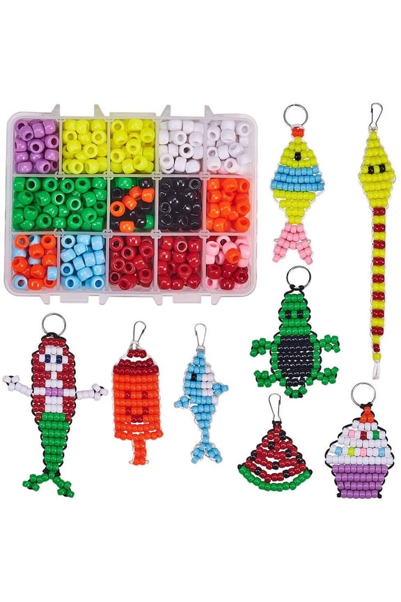 1Box 8Pairs 620Pcs Bead Pets Kit Pony Beads Assortment Box Set Art Crafts for Beginners