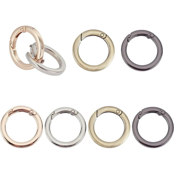 1Box 8Pcs 4 Color Alloy Spring Ring Clasps Bag Replacement Accessories O Rings Mixed Color 2pcs/color