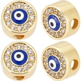 thumbnail image 1 of 1Box 8Pcs Enamel Beads 18K Gold Plated Cubic Zirconia Blue Loose Round Bead for Jewelry Making DIY Crafts Bracelets Earrings Real 18K Gold Plated, 1 of 5