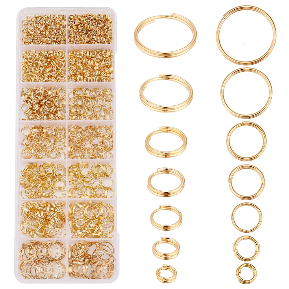 1Box 960Pcs 7 Styles Iron Split Rings Double Loops Jump Rings Light ...