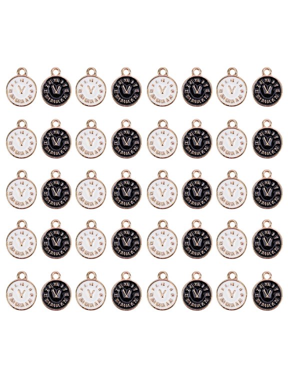 1Box Alloy Enamel Pendants Clock Light Gold 40pcs/box
