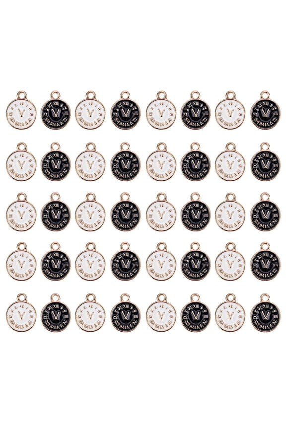 1Box Alloy Enamel Pendants Clock Light Gold 40pcs/box
