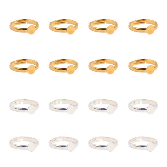 1Box Brass Pad Ring Bases Golden & Silver Tray: 6mm 17mm 40pcs/boxDIY