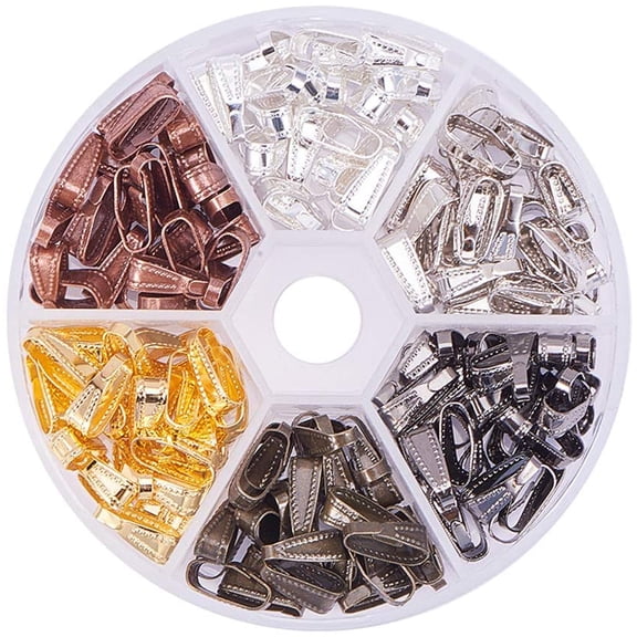 1Box Brass Snap on Bails Mixed Color 11x4mm 30pcs/compartment 180pcs/box
