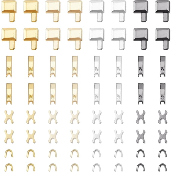 1Box Clothing Accessories Brass Zipper Repair Down Zipper Stopper and Plug Mixed Color 6.5x4x4.5mm 4x4.5x2.5mm 16sets