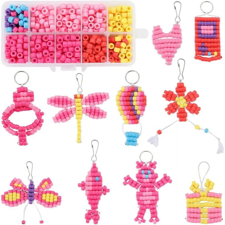 Easy Bead Animal Keychains 1Box DIY 10Sets Pony Beads Keychain Kit
