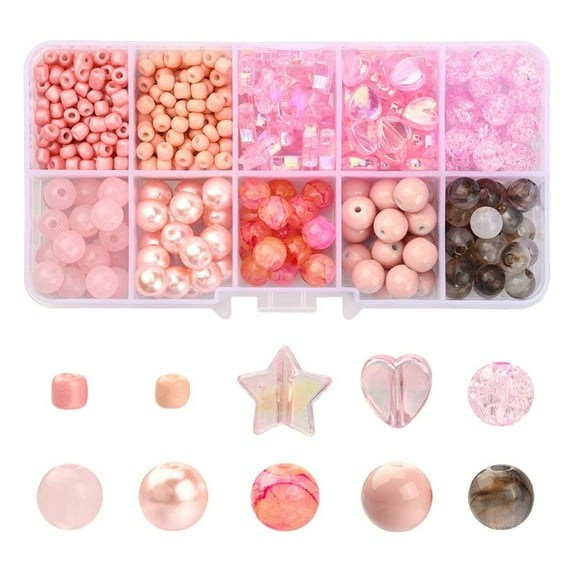 1Box DIY Beads Jewelry Making Finding Kit Including Imitation Jade Heart Star Round Acrylic