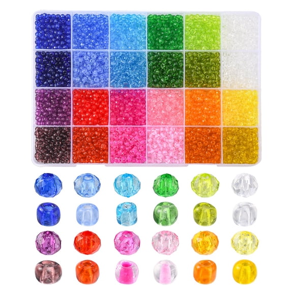 1Box DIY Beads Jewelry Making Finding Kit Including Transparent Acrylic & Glass & Glass Seed Beads Rondelle & Round Mixed Color 3685Pcs/box