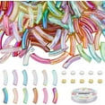 thumbnail image 1 of 1Box DIY Curved Tube Bracelet Making Kit Including Acrylic Beads Elastic Thread Rhinestone Rondelle Spacer Beads Mixed Color 180Pcs/box, 1 of 8