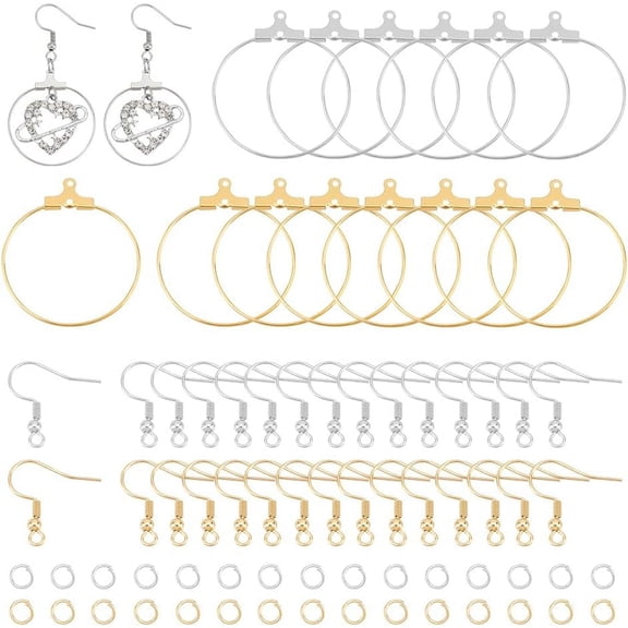 1Box DIY Earring Making Finding Kit Including 304 Stainless Steel Wire Ring Pendant Earrings Findings Earring Hooks Jump Rings for handmaking