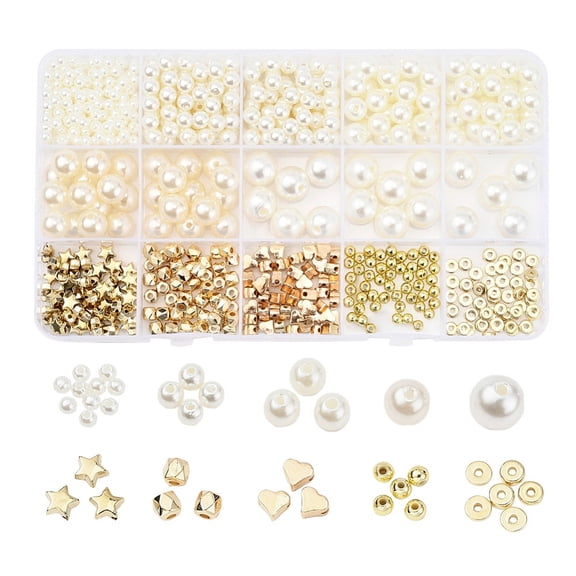 1Box DIY Jewelry Making Kits Including Star & Heart & Barrel & Flat Round CCB Plastic Beads Round ABS Plastic Beads Mixed Color 720pcs/box