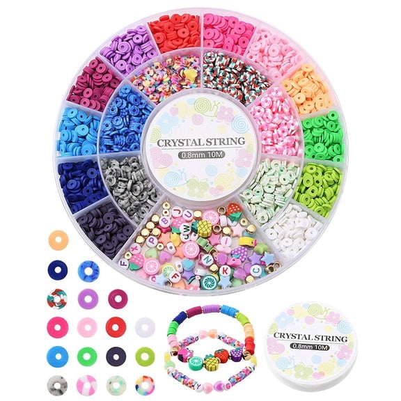 1Box DIY Preppy Bracelet Making Kit Including Polymer Clay Disc & Acrylic & CCB Plastic Beads Fruit Theme & Star & Heart Mixed Color Beads: 2536Pcs/box