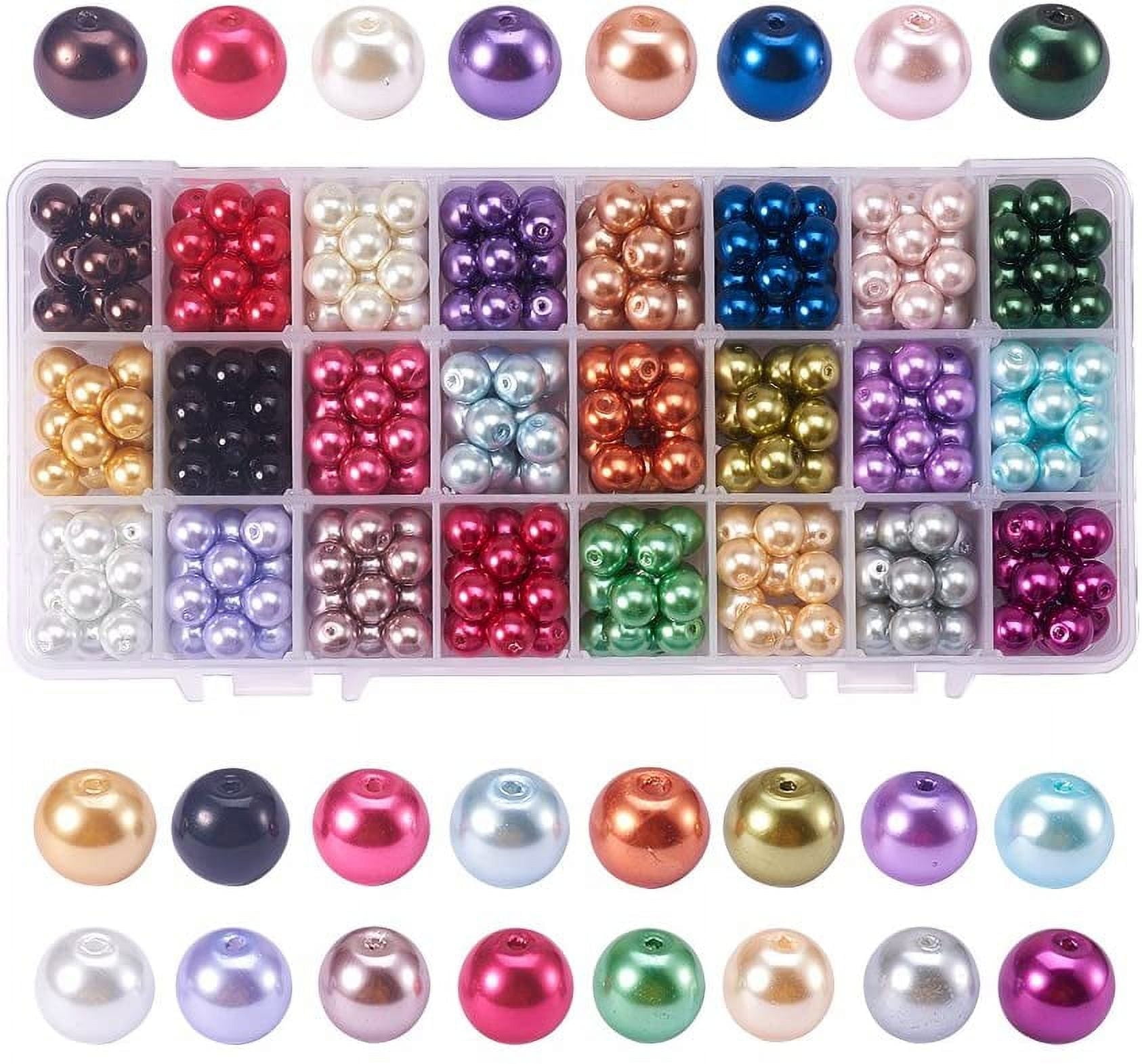 1Box Eco-Friendly Dyed Glass Pearl Round Beads Mixed Color 10mm Hole: 1mm 15pcs/compartment 360pcs/box