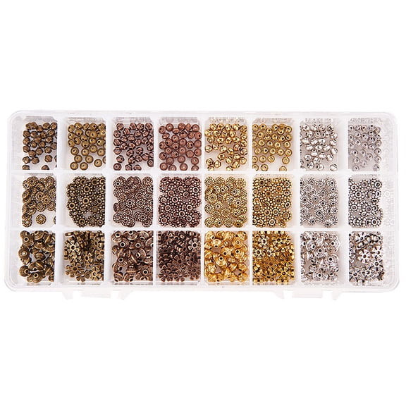 1Box Elite 720pcs 6 Styles 4 Colors Tibetan Alloy Spacer Beads Jewelry Findings Accessories for Bracelet Necklace Jewelry Making