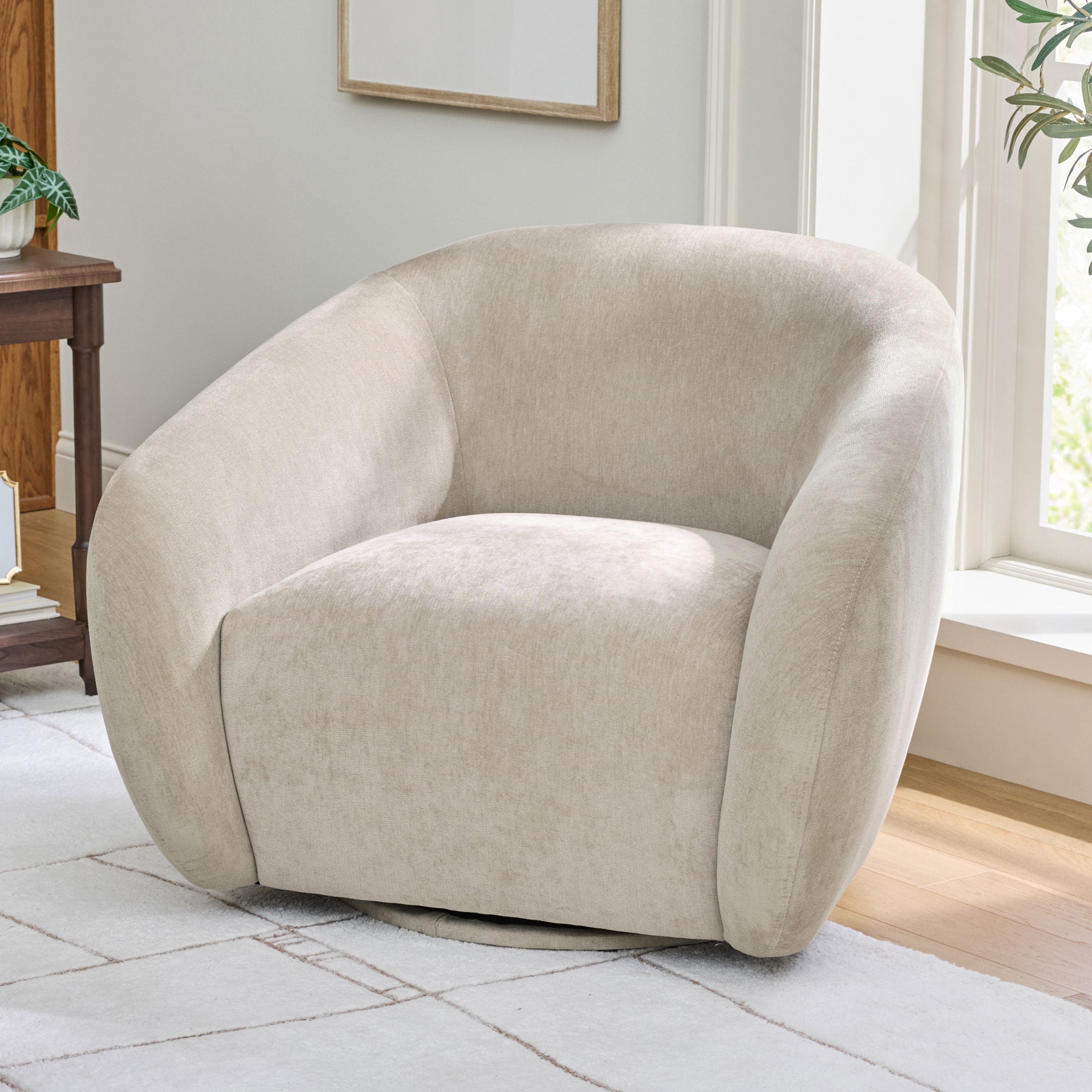 Better Homes & Gardens Vivian Swivel Chair, Sand Chenille