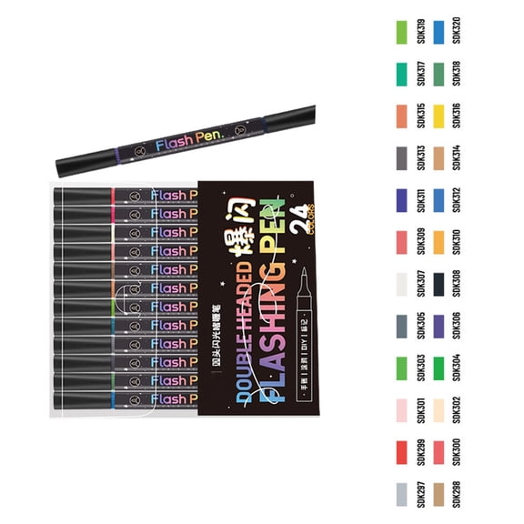 1Box Glowing Markers Acrylic Marker Pen with Broad/Fine Tips for Classroom Parties Art Projects