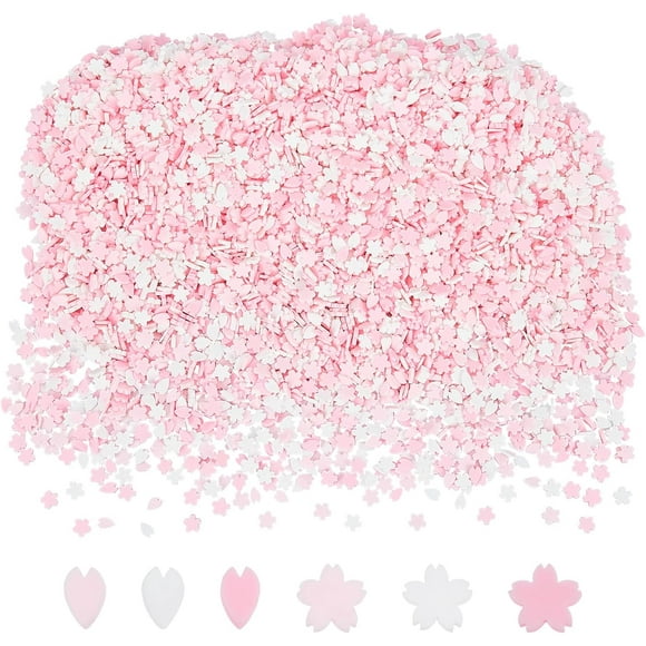 1Box Handmade Polymer Clay Cabochons Sakura Pink 4.5~5x4~5x0.6~1mm 100g about 5700pcs/box