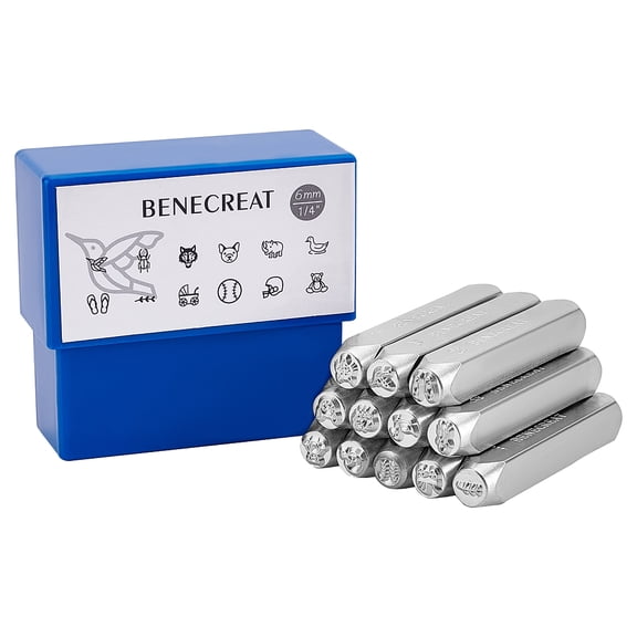 1Box Iron Stamps Seal for Imprinting Metal Plastic Wood Leather Platinum Animal Pattern 65.5x10mm Pattern: 6mm 12pcs/box 1 box
