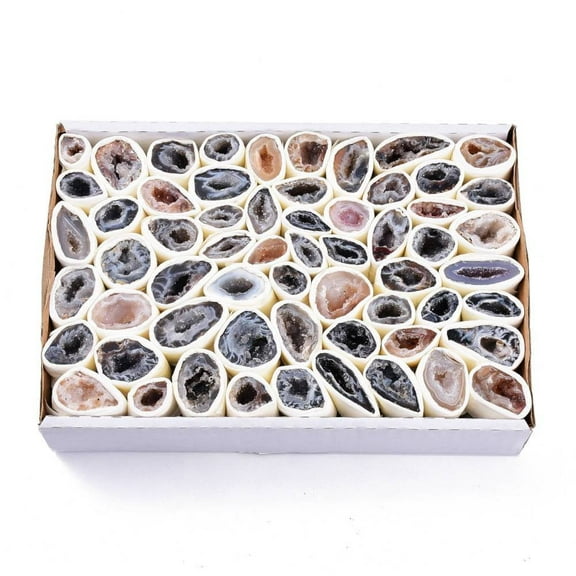 1Box Natural Geode Agate Druzy Agate Display Decorations Healing Crystals 18~58x11~40x14~32mm