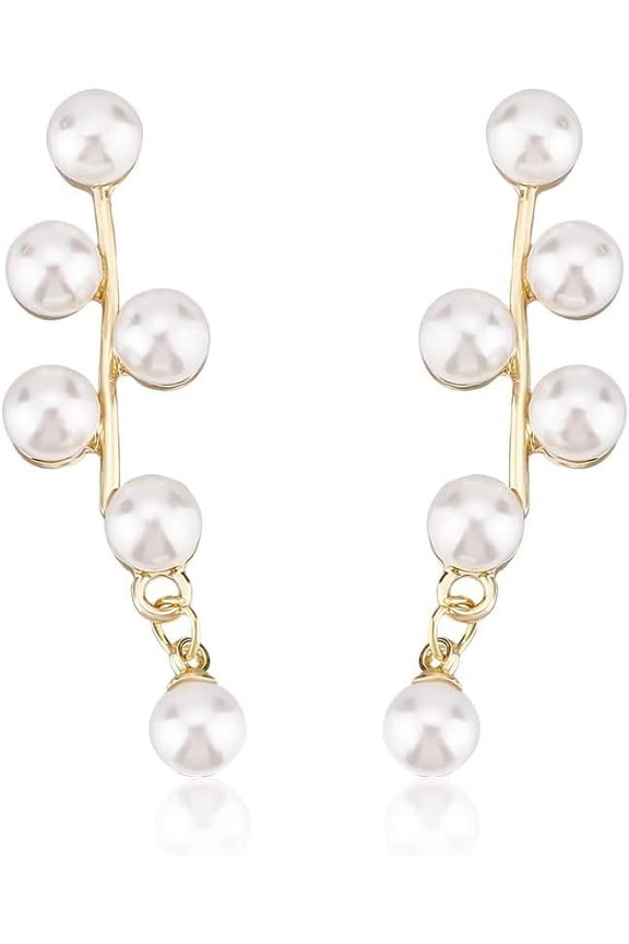 1Box Pearl Statement Earrings Pearl Earrings for Women Long Pearl Tassel Drop Earrings Multi Beaded Cluster Chandelier Dangle Earrings Gold Pearl Chain Earrings Bridal Jewelry for Women