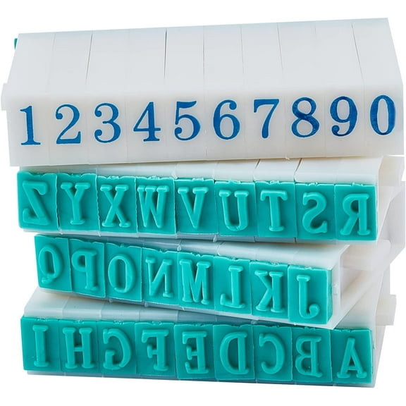 1Box Plastic Detachable Number 0~9 Digits & A~Z Digits Numerals Stamp Set Rectangle White 0.7x0.5cmDIY