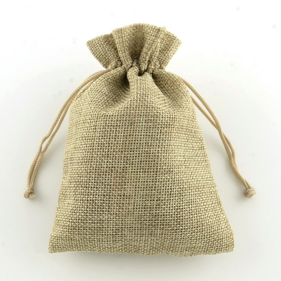 1Box Polyester Imitation Burlap Packing Pouches Drawstring Bags Tan 18x13cm 100pcs/box