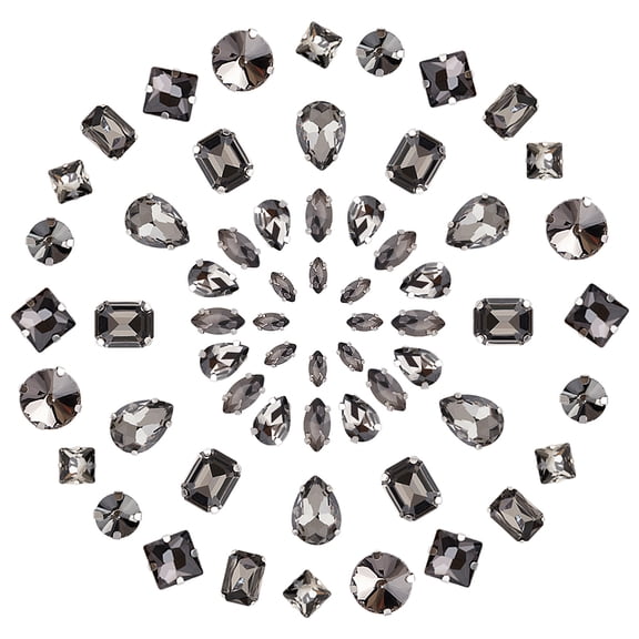 1Box Sew on Rhinestone Multi-strand Links with Brass Prong Settings Mixed Shapes Gray 8~18x4~13x4~7.5mm Hole: 0.8~1mm 100pcs/box