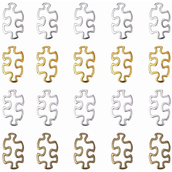 1Box Tibetan Style Alloy Linking Rings Puzzle Jigsaw Mixed Color 30x18x3mm 60pcs/box