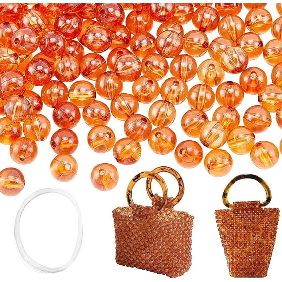 1Box Transparent Beaded Bag Kntting Making Kit including Round Resin Beads & Elastic Thread Coral Box: 18.9x11.2x1.7cm