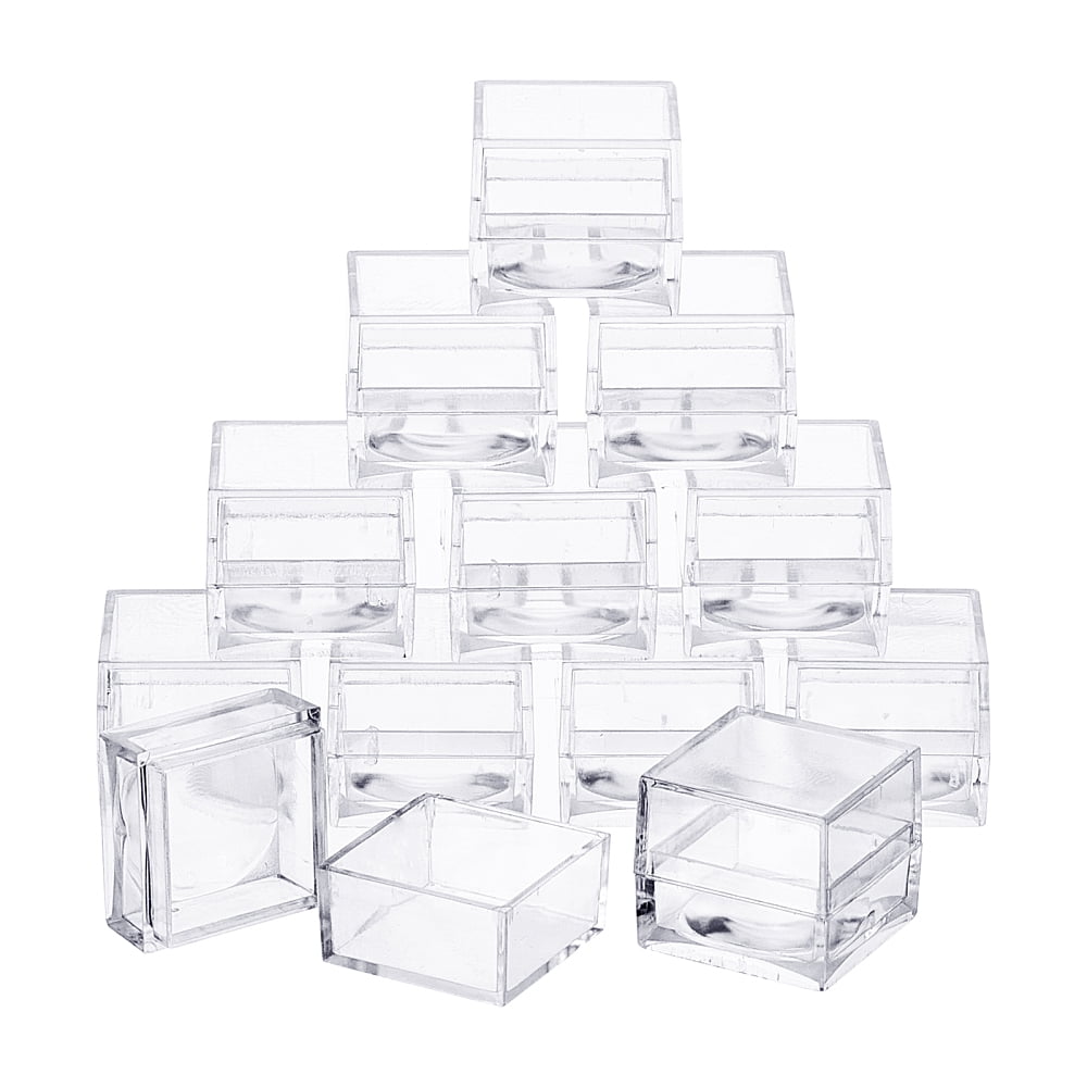 1Box Transparent Plastic Box for Diamonds Jade Coins Packing Box Square ...