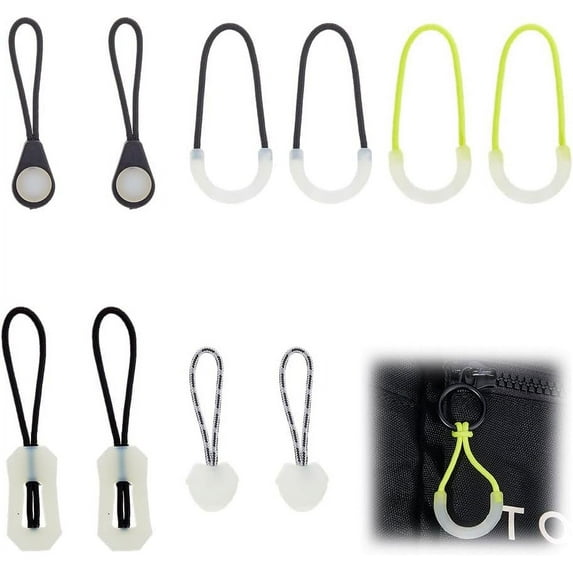 1Boxs 25Pcs 5 Styles Luminous Zipper Pulls Luggage Zipper Pull Replacement U Shape Tab Tags Extension Cord Fixer Glow in The Dark Night Zipper Heads for Coat Jacket Rucksacks Tent Zippers