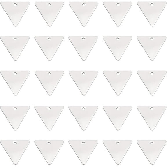 1Boxs 50pcs 13x11mm Stamping Blanks Brass Blank Pendants Triangle Brass Engraving Blanks Metal Stamping Tag Charms for DIY Bracelet Necklace Pendant Jewelry Craft Making Platinum