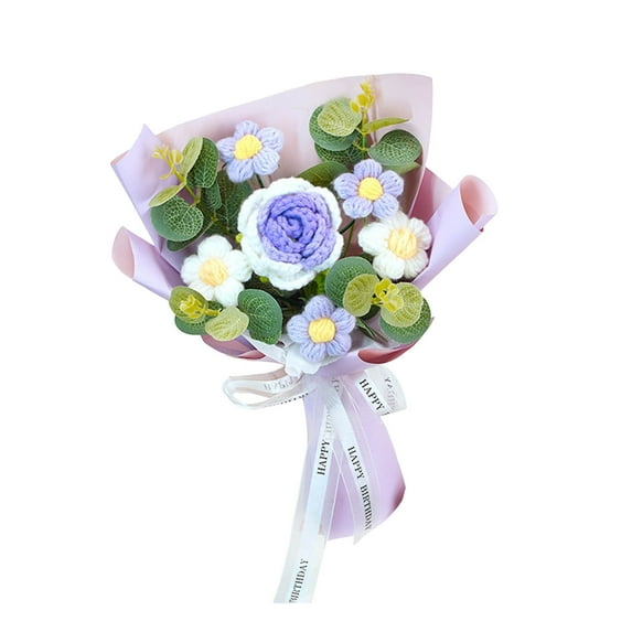 1Bundle 13.78Inch Handmade Crochet Plush Flower Bouquet,Soft Stuffed Animal Knitted Flowers Arrangement,Gift for Lover,Family,Friends, Birthday, Anniversary,Mother's Day,Graduation,Valentine's Day