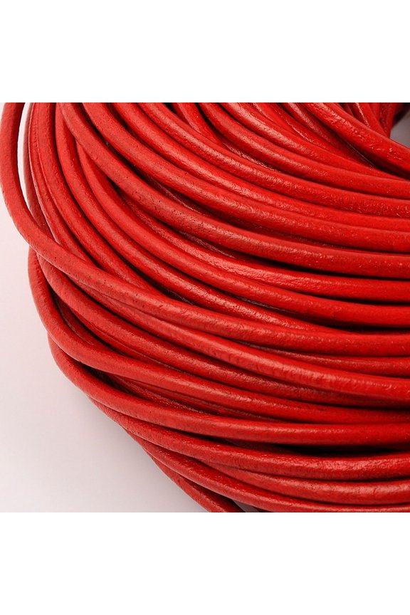 1Bundle Leather Beading Cord Cowhide Leather DIY Necklace Making Material Red 3mm 109.36 yards(100m)/bundle