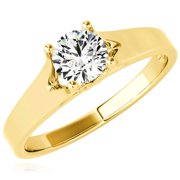 1CT Charles & Colvard Forever One Moissanite 14K Real Gold Yellow Engagement Ring