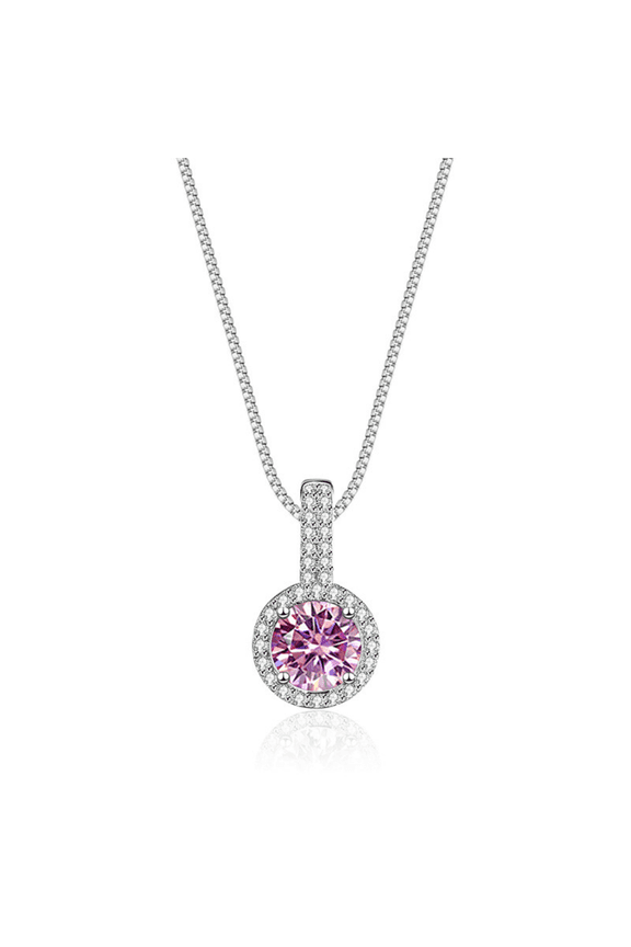 1CT D Color VVS1 Moissanite Necklace for Women, Yellow/Blue/Pink Diamond Pendant Necklaces,925 Sterling Silver Jewelry Gifts for Wife Mom with Certificate