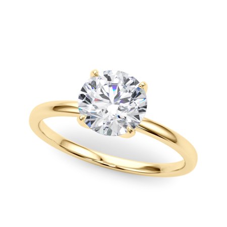 1CT Lab Grown Diamond 18K Gold Classic Solitaire Round Engagement Ring