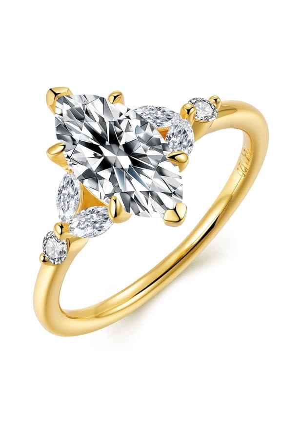 1CT Marquise Cut Moissanite Engagement Ring for Women, 14K Gold Vermeil Plated S925 Silver Wedding Promise Ring Valentine's Day Mother's Day Anniversary Christmas Gift for Her Size 12