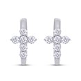 thumbnail image 1 of 1CT Moissanite Cross Huggie Hoop Earrings for Women, 925 Sterling Silver with 18K White Gold Plating, Hypoallergenic,With Certificate of Authenticity, 1 of 7