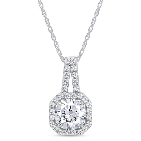1CT Moissanite Necklaces for Women Sterling Silver Necklace with Moissanite Diamond 18K White Plated Pendant Dainty Jewelry Gift for Women Men Mom