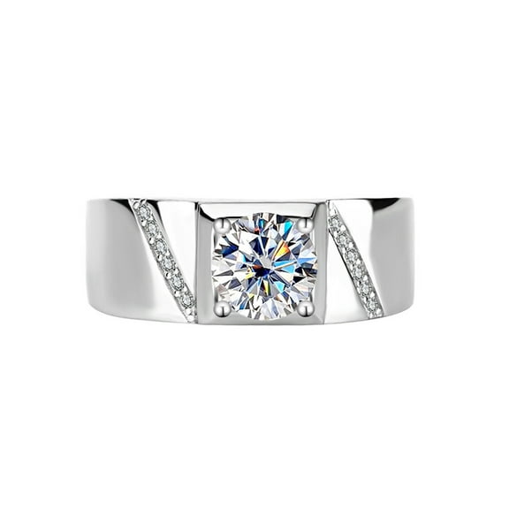 1CT Moissanite Rings for Men Diamond Wedding Bands 18K 925 Sterling Silver Moissanite Rings Moissanite Engagement Rings Mens Diamond Rings Diamond Promise Ring for Him